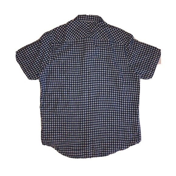Timberland Mens Shirt Large Premium 100% Linen Blue Gingham Check Short Sleeve - Picture 5 of 5